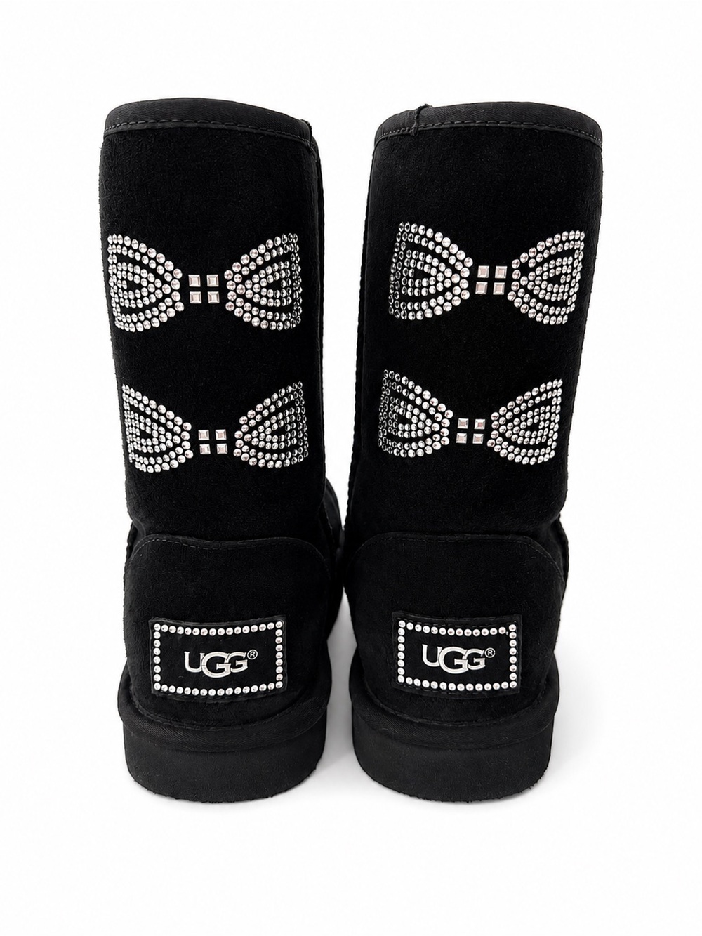UGGxSwarovski Black Rhinestone Bow Emblem Classic Short Boots